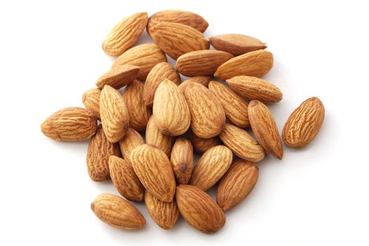 Almonds on the white background