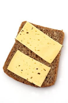 Some bread&cheese on the white background
