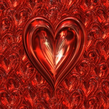 big red sparkling metallic heart on a sparkly background