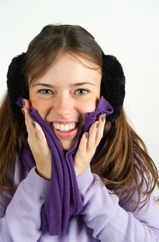 Pretty woman enjoying her winter clothes