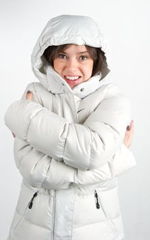 Beautiful Winter Woman Wearing An Huge Jackett