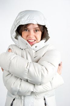 Beautiful Winter Woman Wearing An Huge Jackett