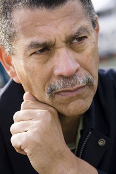Portrait of an African American Man Looking Away From Camera