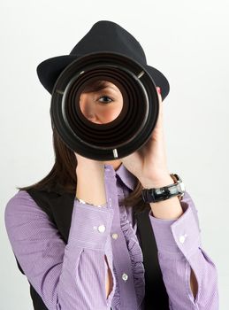 Portrait of crazy Woman Screaming and looking up 