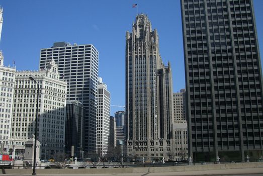 Famous buildings from Chicago city skyline