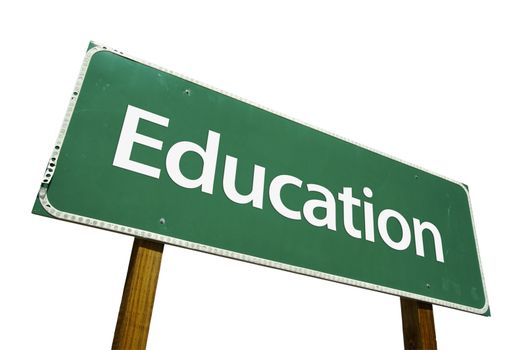 Education Road Sign isolated on White with Clipping Path