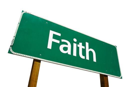 Faith Road Sign isolated on White with Clipping Path