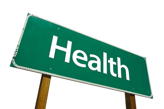 Health Road Sign isolated on White with Clipping Path