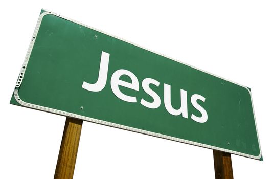 Jesus Road Sign isolated on White with Clipping Path