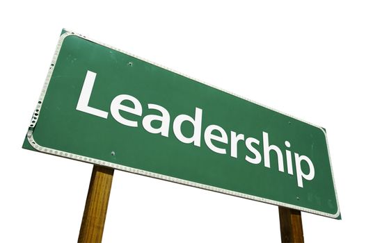 Leadership Road Sign isolated on White with Clipping Path.