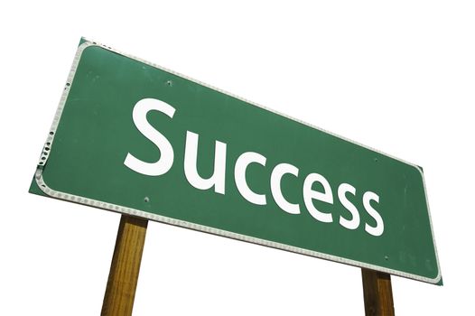 Success Road Sign isolated on White with Clipping Path