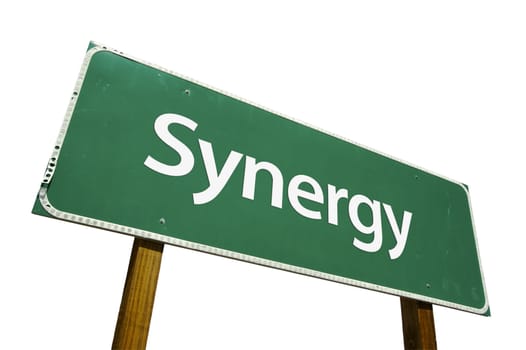 Synergy Road Sign isolated on White with Clipping Path