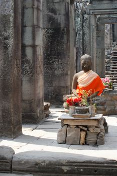 Buddha in the Angkor temples of Cambodia.
