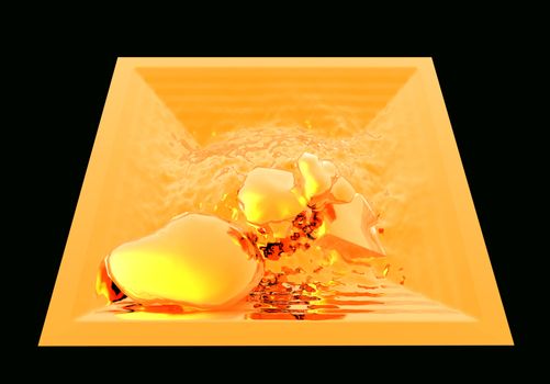 abstract creative symbolic image of molten gold in the tank