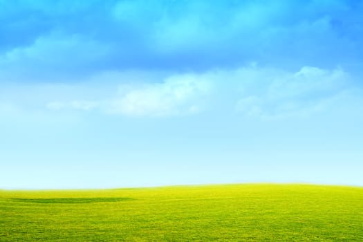 cloud on blue sky on hill coated green herb