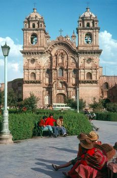 Cathedral in Cusco on with park
