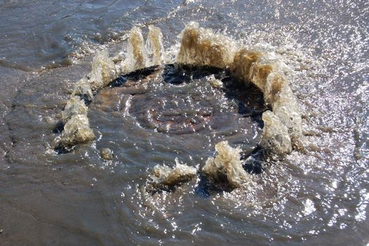 Manhole's accident on street of Russia.