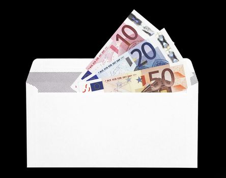 Money Gift, Envelope With A Ten, Twenty And Fifty Euro Note