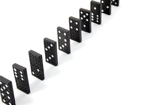 chain of dominoes isolated on a white background