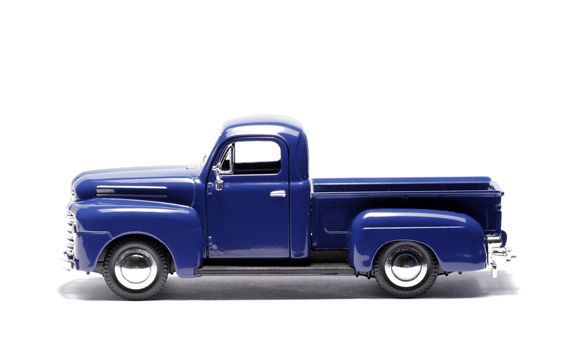 Blue Toy Car, Pick-Up Truck On A White Background