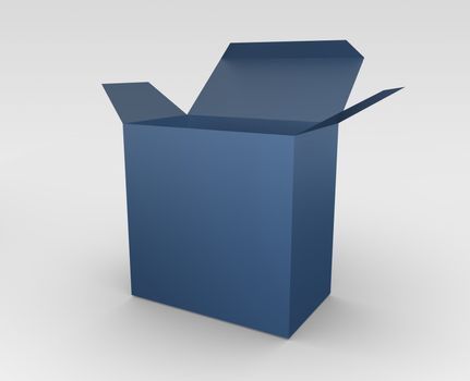 3D rendered illustration of an open blue box
