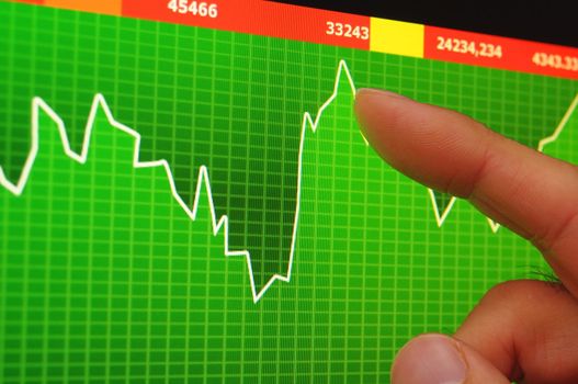 computer monitir or lcd screen with business data