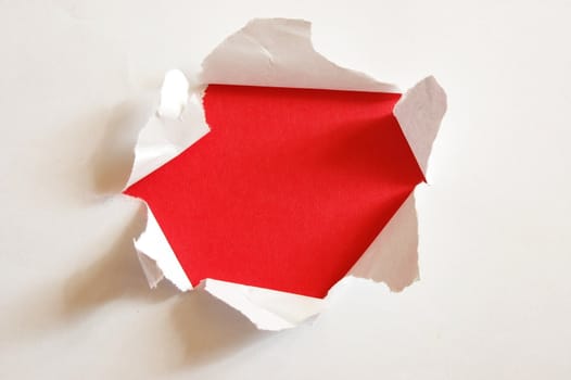 red hole with copypsace in blank white paper