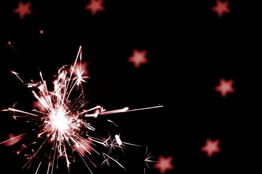 sparkler on christmas or new year with copypsace
