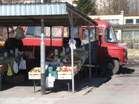 tipical polish seller of ambulant market