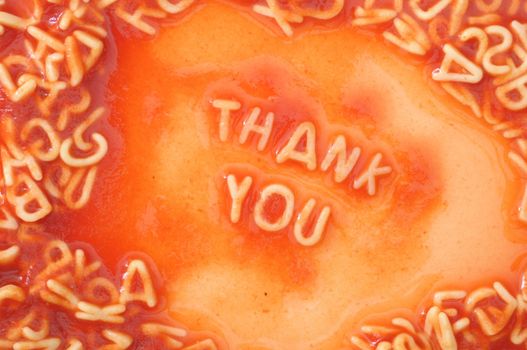 say thanks with a red food alphabet