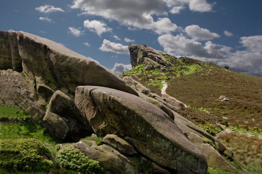 Ramshaw Rocks in the Peake District National Park, in the North Staffordshire Moorlands, England.