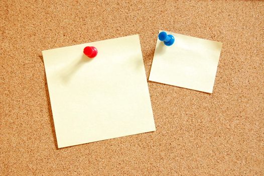 blank and empty sheet paper with pin on bulletin board