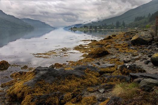 Heavy cloud over Loch Long in Argyll and Bute, Scotland.