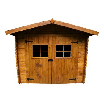 Wide angle view of a Shed, isolated on white