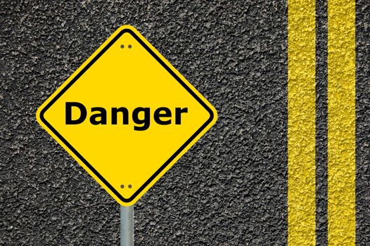 danger road traffic sign with copyspace for text message
