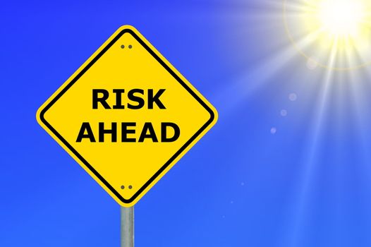 risk ahead sign showing business concept with copyspace