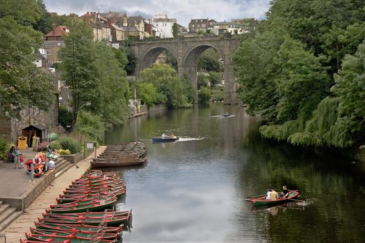 Boating on thr River Nidd at Knaresborough, Yorkshire, England.