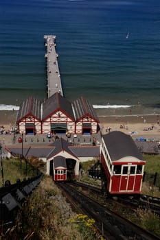 The Pier and cliff railway at Saltburn by the Sea, England.