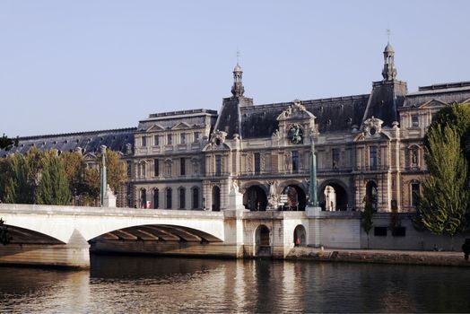 Seine River Bank, Paris On A Clear Sunny Day In France