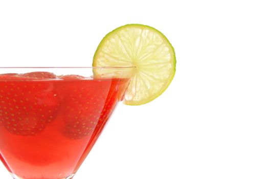 red strawberry cocktail party drink isolated on white background