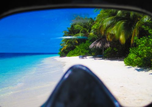 View through a diving maks on paradise