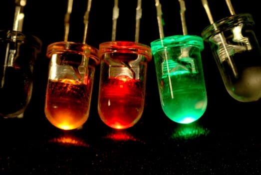 color LEDs, black background