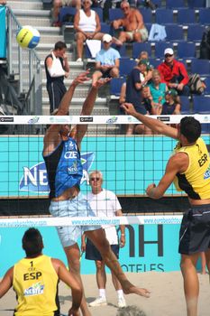 Players at the European Championship Beach Volleyball in Scheveningen