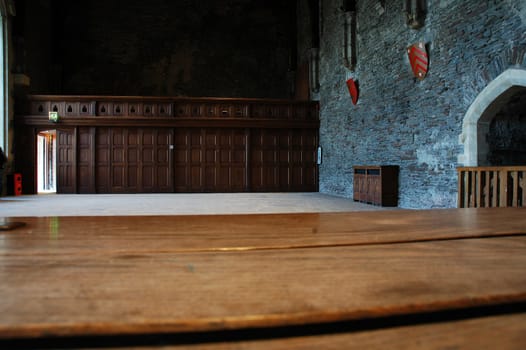 inside of caerphilly castle, horizontally framed picture