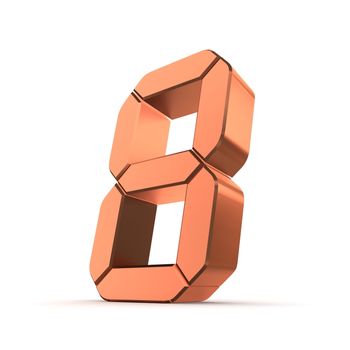 shiny 3d number 8 made of bronze/copper - LCD digit look