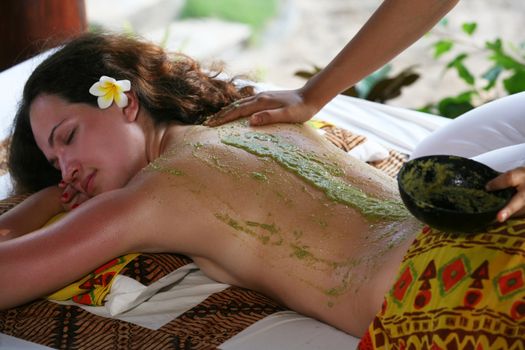 White woman on massage in Bali salon