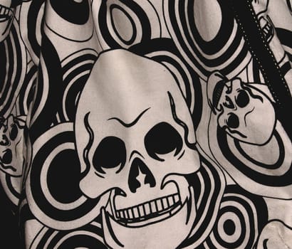 black and white printed skulls on a piece of cloth