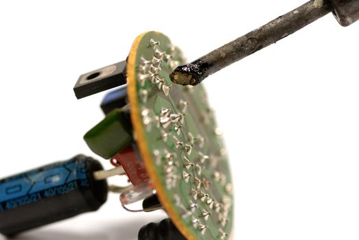 soldering, circuit board, on white