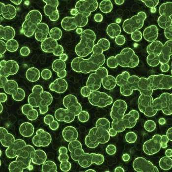 lots of green germ cells under the microscope