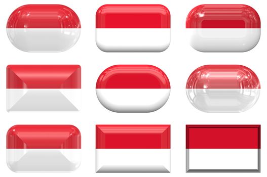 nine glass buttons of the Flag of Indonesia